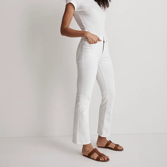 Madewell Kick Out Flare Crop Jeans Mid-Rise White Size 31 NWT - Picture 2 of 12